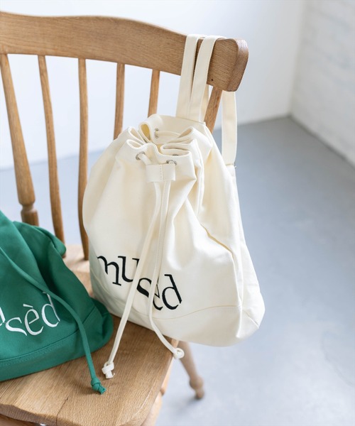 clear（クリア）の「ロゴ刺繍キャンバスナップザック（バックパック/リュック・レディース・アイボリー/グリーン/ブラック・F）」の2枚目の写真