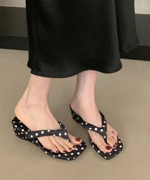 スクエアトングヒールサンダル