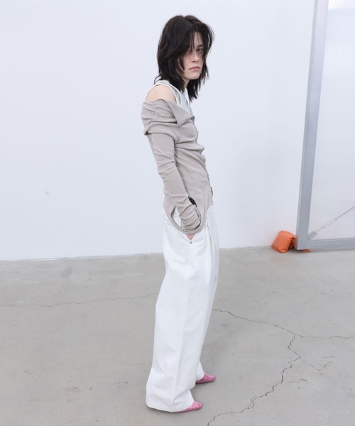 LCDC TM（エルシーディーシーティーエム）の「TWO-WAY BUTTON-UP TOP（Tシャツ/カットソー・レディース・Black/Beige・S/M）」の6枚目の写真