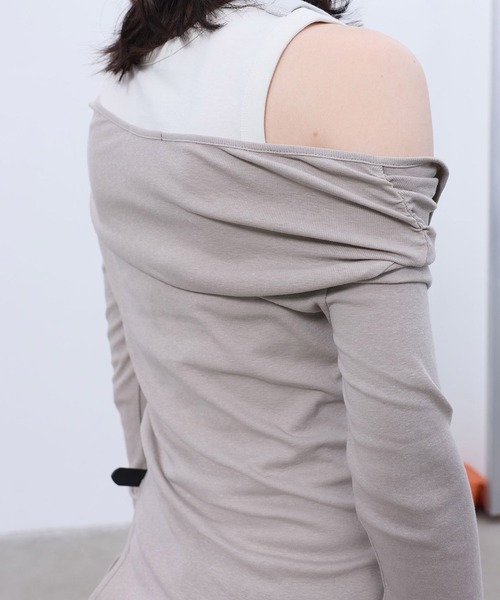 LCDC TM（エルシーディーシーティーエム）の「TWO-WAY BUTTON-UP TOP（Tシャツ/カットソー・レディース・Black/Beige・S/M）」の10枚目の写真