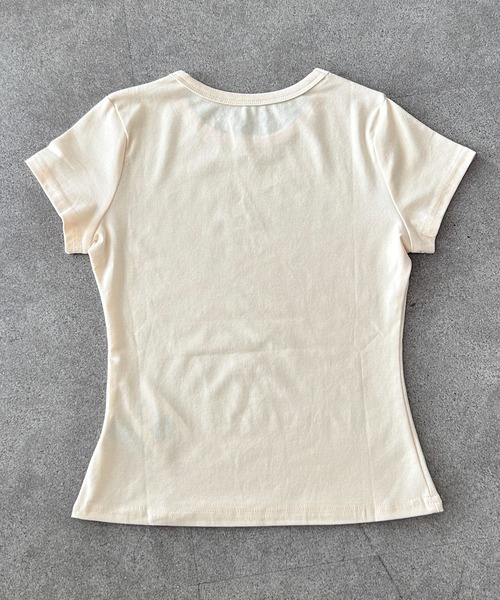 SHEPP(シープ)の「スターモチーフフロント英字ロゴプリント コンパクト半袖Tシャツ【6色展開】(Tシャツ/カットソー・レディース・サックスブルー/ピンク/イエロー/ダークグレー/ホワイト/ブラック・F)」の19枚目の写真