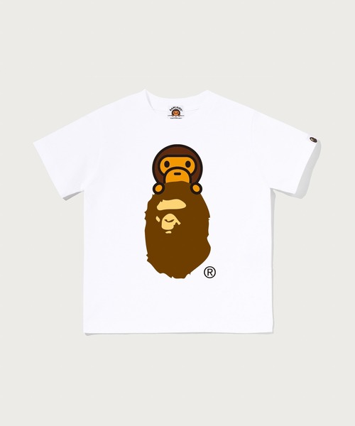 A BATHING APE(アベイシングエイプ)の「MILO ON APE HEAD TEE(Tシャツ/カットソー・キッズ・ホワイト/ブラック/ピンク・140/90/100)」の2枚目の写真
