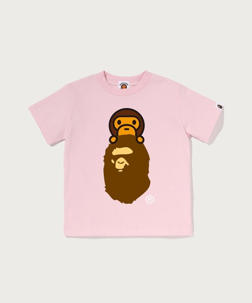 A BATHING APE(アベイシングエイプ)の「MILO ON APE HEAD TEE(Tシャツ/カットソー・キッズ・ホワイト/ブラック/ピンク・140/90/100)」の3枚目の写真
