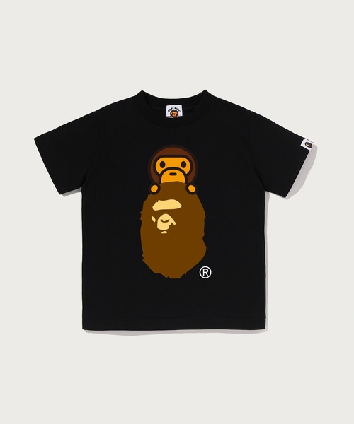 A BATHING APE(アベイシングエイプ)の「MILO ON APE HEAD TEE(Tシャツ/カットソー・キッズ・ホワイト/ブラック/ピンク・140/90/100)」の1枚目の写真