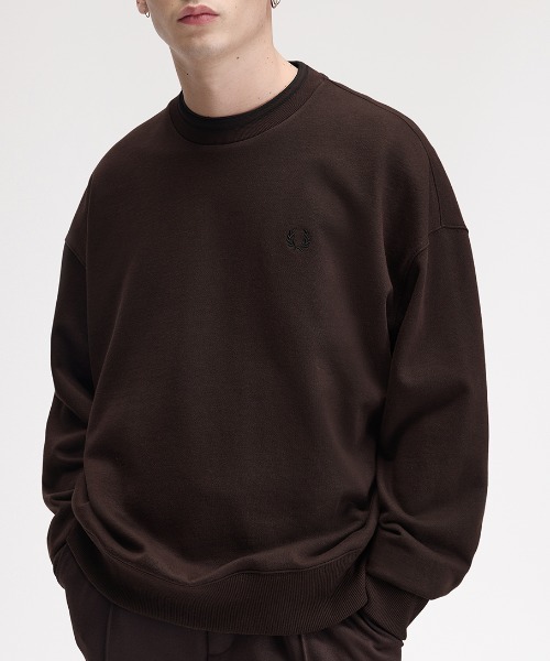 即完品 fredperry×ART COMES FIRST サーマルスウェット 先行予約受付中】Oversized Tipped Sweatshirt／オーバーサイズ