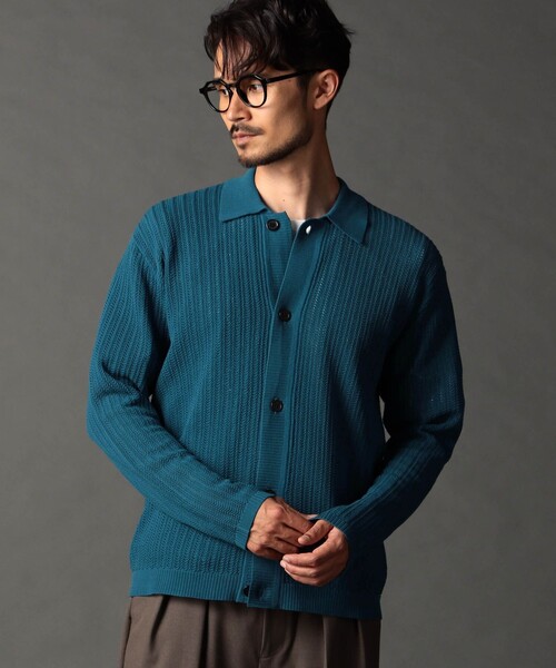 NICOLE CLUB FOR MEN（ニコルクラブフォーメン）の「ヘリンボンニットシャツ（カーディガン/ボレロ・メンズ・ブルー/その他2/ブラック/ライトグレー・M/L/XL）」の3枚目の写真