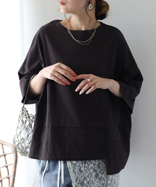 hunch（ハンチ）の「hunch スラブ素材アシメデザインカットソー 半端袖（Tシャツ/カットソー・レディース・ベージュ/チャコール/オフホワイト・FREE）」の22枚目の写真