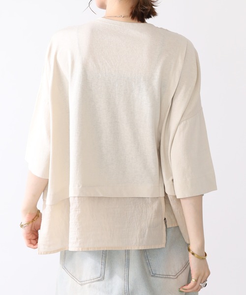 hunch（ハンチ）の「hunch スラブ素材アシメデザインカットソー 半端袖（Tシャツ/カットソー・レディース・ベージュ/チャコール/オフホワイト・FREE）」の15枚目の写真
