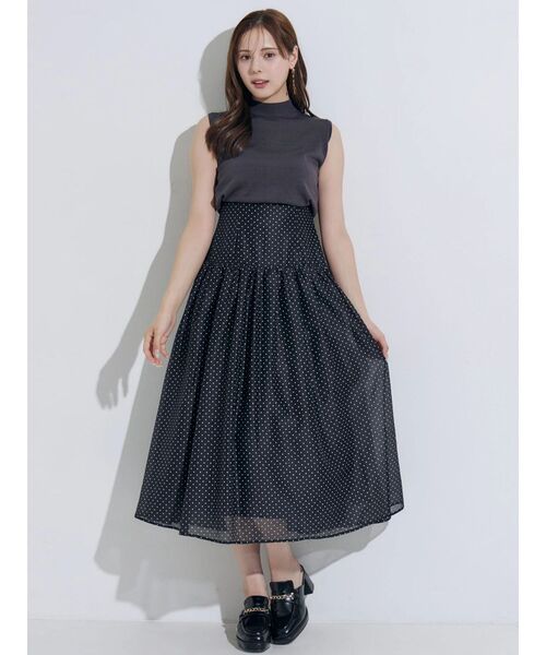MERCURYDUO(マーキュリーデュオ)の「ノースリニットドッキングワンピース(ワンピース・レディース・オフホワイト/ブラック・FREE)」の1枚目の写真