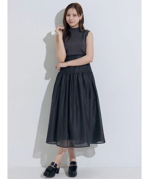 MERCURYDUO(マーキュリーデュオ)の「ノースリニットドッキングワンピース(ワンピース・レディース・オフホワイト/ブラック・FREE)」の4枚目の写真