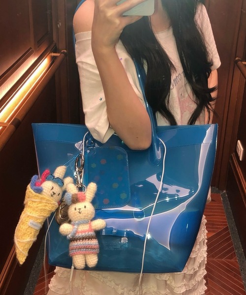 FREE STYLISTS(フリー スタイリスト)の「「Y2Kガーリー」 ポーチ付き キャンディ ジェリー トートバッグ(ショルダーバッグ・レディース・ブルー/グリーン/ブラック/イエロー・FREE)」の15枚目の写真