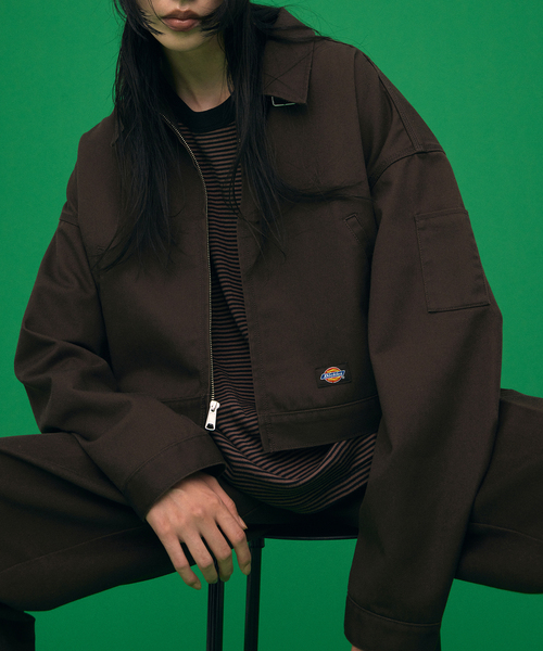 Dickies（ディッキーズ）の「DICKIES 別注 EISENHOWER ジャケット（その他アウター・レディース・ブラウン/ブラック・MEDIUM/SMALL）」の2枚目の写真