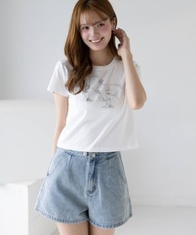 clear（クリア）の「接触冷感ビックビジューロゴTシャツ［骨格ウェーブ／フェミニン／大人かわいい］（Tシャツ/カットソー）」
