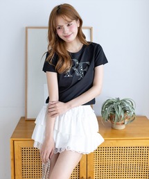 clear（クリア）の「接触冷感ビックビジューロゴTシャツ［骨格ウェーブ／フェミニン／大人かわいい］（Tシャツ/カットソー）」
