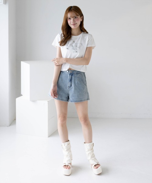 clear（クリア）の「接触冷感ビックビジューロゴTシャツ［骨格ウェーブ／フェミニン／大人かわいい］（Tシャツ/カットソー・レディース・ブラック/ピンク/オフホワイト・F）」の7枚目の写真