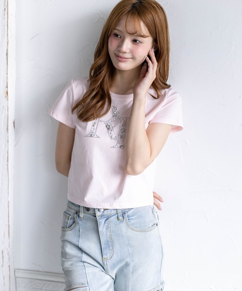 clear（クリア）の「接触冷感ビックビジューロゴTシャツ［骨格ウェーブ／フェミニン／大人かわいい］（Tシャツ/カットソー・レディース・ブラック/ピンク/オフホワイト・F）」の8枚目の写真
