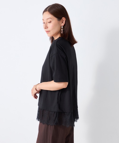 GALLORIA(ギャローリア)の「【接触冷感】裾レースゆるTシャツ(Tシャツ/カットソー・レディース・ブラック/オレンジ/グリーン・LL/M/L/S)」の8枚目の写真