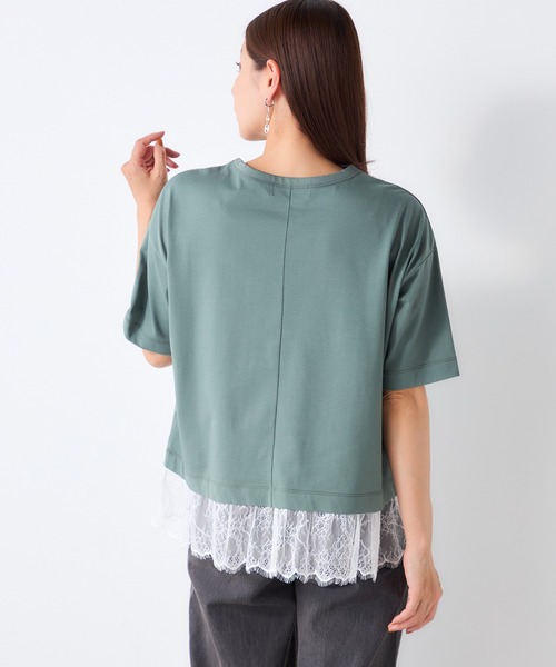 GALLORIA(ギャローリア)の「【接触冷感】裾レースゆるTシャツ(Tシャツ/カットソー・レディース・ブラック/オレンジ/グリーン・LL/M/L/S)」の11枚目の写真