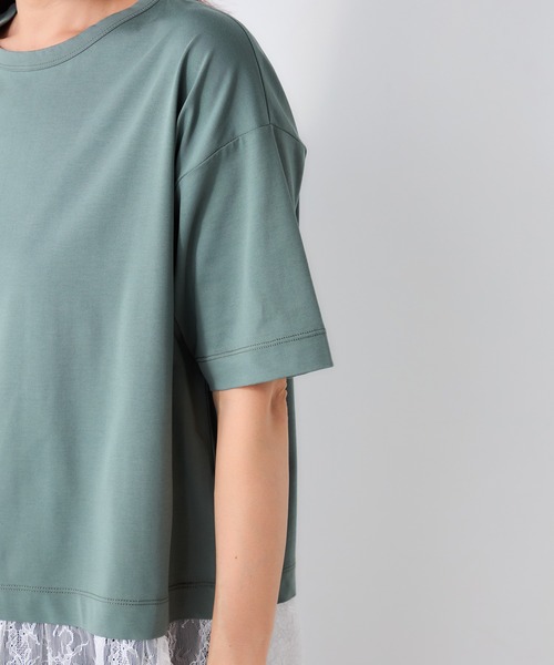 GALLORIA(ギャローリア)の「【接触冷感】裾レースゆるTシャツ(Tシャツ/カットソー・レディース・ブラック/オレンジ/グリーン・LL/M/L/S)」の12枚目の写真