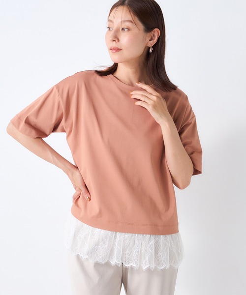 GALLORIA(ギャローリア)の「【接触冷感】裾レースゆるTシャツ(Tシャツ/カットソー・レディース・ブラック/オレンジ/グリーン・LL/M/L/S)」の15枚目の写真