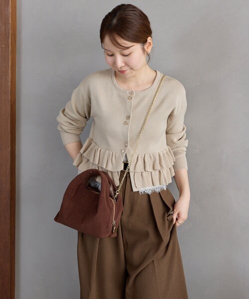 gemeil(ジェムイル)の「コーデュロイレイヤーチェーンバッグ(PT-375)(ショルダーバッグ・レディース・ネイビー/ダークブラウン・FREE)」の19枚目の写真