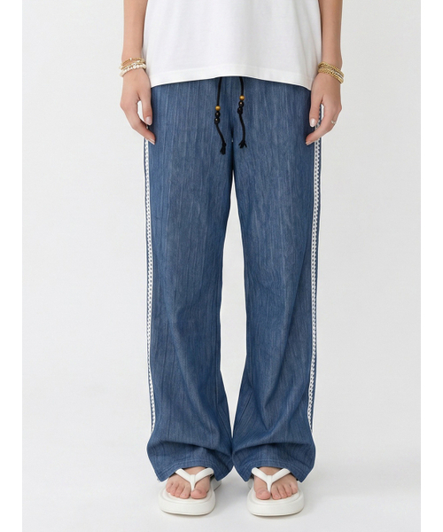 THE GREATEST(ザ グレイテスト)の「Line Pleats Wide Pants Blue(その他パンツ・レディース・その他・FREE)」の1枚目の写真