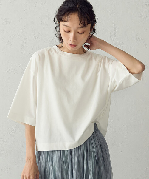COMME CA ISM(コムサイズム)の「【接触冷感】ビッグボックスシルエットTシャツ(Tシャツ/カットソー・レディース・ブラック/ホワイト・LARGE/MEDIUM)」の5枚目の写真