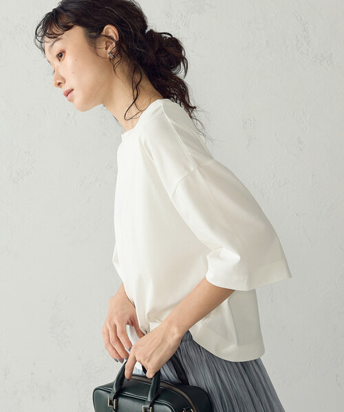 COMME CA ISM(コムサイズム)の「【接触冷感】ビッグボックスシルエットTシャツ(Tシャツ/カットソー・レディース・ブラック/ホワイト・LARGE/MEDIUM)」の6枚目の写真
