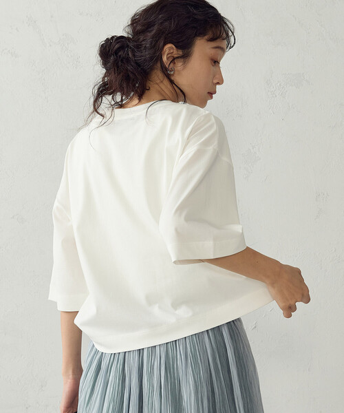 COMME CA ISM(コムサイズム)の「【接触冷感】ビッグボックスシルエットTシャツ(Tシャツ/カットソー・レディース・ブラック/ホワイト・LARGE/MEDIUM)」の7枚目の写真