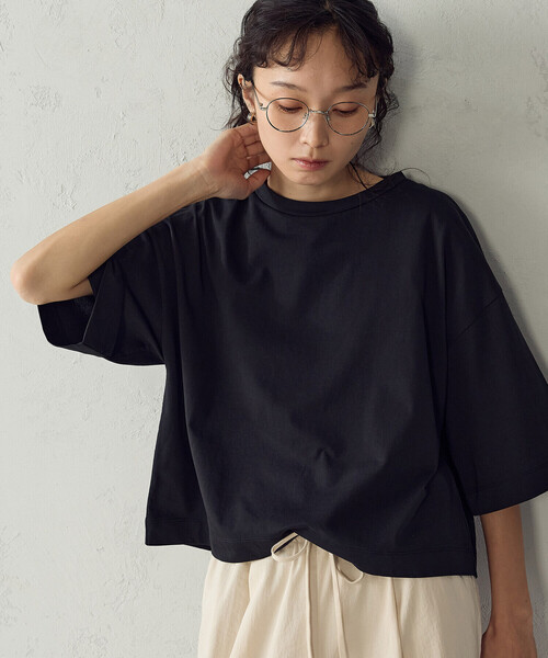 COMME CA ISM(コムサイズム)の「【接触冷感】ビッグボックスシルエットTシャツ(Tシャツ/カットソー・レディース・ブラック/ホワイト・LARGE/MEDIUM)」の11枚目の写真