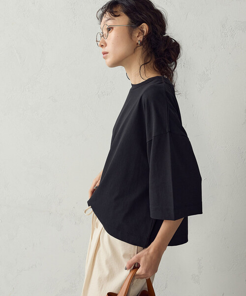COMME CA ISM(コムサイズム)の「【接触冷感】ビッグボックスシルエットTシャツ(Tシャツ/カットソー・レディース・ブラック/ホワイト・LARGE/MEDIUM)」の12枚目の写真