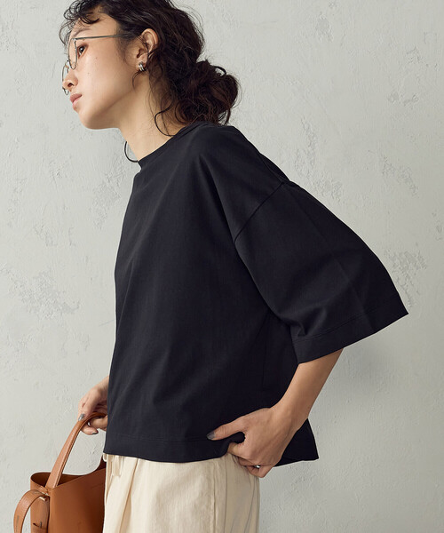 COMME CA ISM(コムサイズム)の「【接触冷感】ビッグボックスシルエットTシャツ(Tシャツ/カットソー・レディース・ブラック/ホワイト・LARGE/MEDIUM)」の13枚目の写真