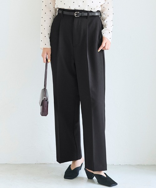 coca(coca)(コカ)の「ワイドタックパンツ(その他パンツ・レディース・ブラック/グレー・L/M/S)」の1枚目の写真