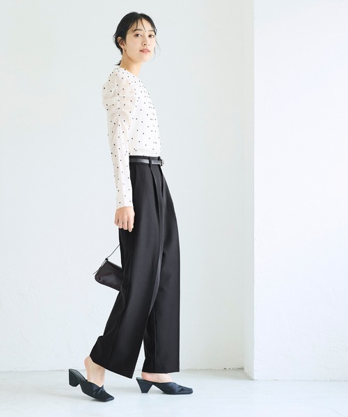 coca(coca)(コカ)の「ワイドタックパンツ(その他パンツ・レディース・ブラック/グレー・L/M/S)」の4枚目の写真