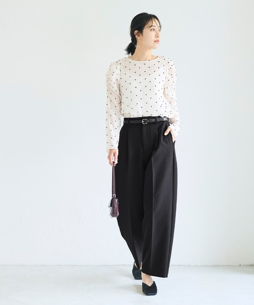 coca(coca)(コカ)の「ワイドタックパンツ(その他パンツ・レディース・ブラック/グレー・L/M/S)」の5枚目の写真