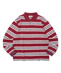 マルチストライプカラーTシャツ（レッド）