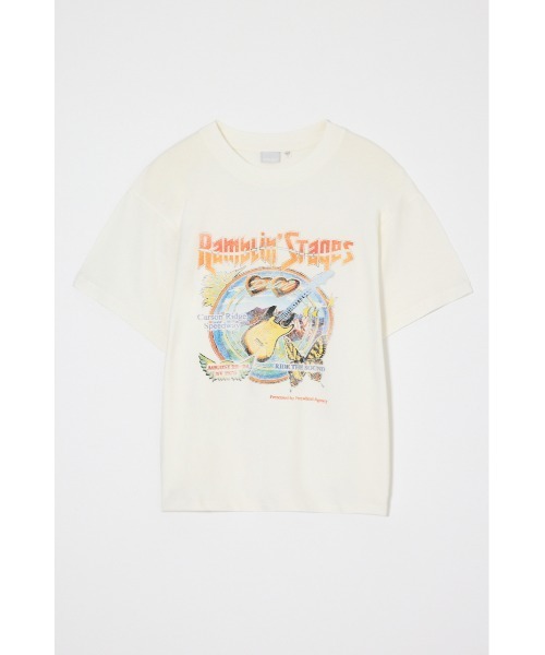MOUSSY(マウジー)の「70S MUSIC FEST Tシャツ(Tシャツ/カットソー・レディース・ホワイト/ライトブラック/バーガンディー/ダークブルー・FREE)」の2枚目の写真