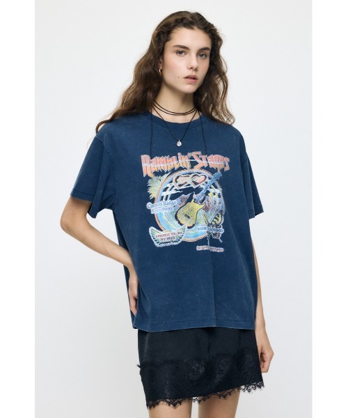 MOUSSY(マウジー)の「70S MUSIC FEST Tシャツ(Tシャツ/カットソー・レディース・ホワイト/ライトブラック/バーガンディー/ダークブルー・FREE)」の9枚目の写真