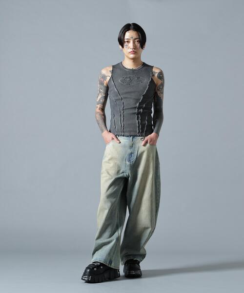 L.H.P(エルエイチピー)の「MAVYTH/メヴィス/DISTORT STITCH NOSLEEVES(Tシャツ/カットソー・レディース・ベージュ/ブラック・L/M)」の9枚目の写真