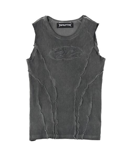 L.H.P(エルエイチピー)の「MAVYTH/メヴィス/DISTORT STITCH NOSLEEVES(Tシャツ/カットソー・レディース・ベージュ/ブラック・L/M)」の10枚目の写真