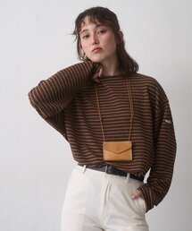 メンズのTシャツ/カットソー（ブラウン/茶色系・ボートネック
