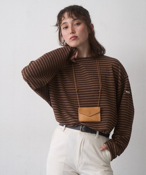 CIAOPANIC TYPY（チャオパニックティピー）の「【WEB限定】ボーダーボートネックロンT（Tシャツ/カットソー・レディース・ブラウン/ネイビー/レッド/ホワイト・LARGE/MEDIUM）」の3枚目の写真