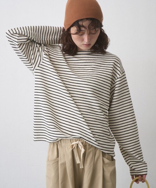 CIAOPANIC TYPY（チャオパニックティピー）の「【WEB限定】ボーダーボートネックロンT（Tシャツ/カットソー・レディース・ブラウン/ネイビー/レッド/ホワイト・LARGE/MEDIUM）」の10枚目の写真