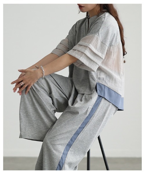 Sawa a la mode(サワアラモード)の「UV&接触冷感ハーフジップ異素材トップス(Tシャツ/カットソー・レディース・ブラック/グレー・FREE)」の15枚目の写真
