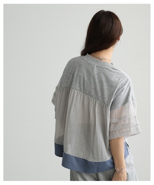 Sawa a la mode(サワアラモード)の「UV&接触冷感ハーフジップ異素材トップス(Tシャツ/カットソー・レディース・ブラック/グレー・FREE)」の17枚目の写真