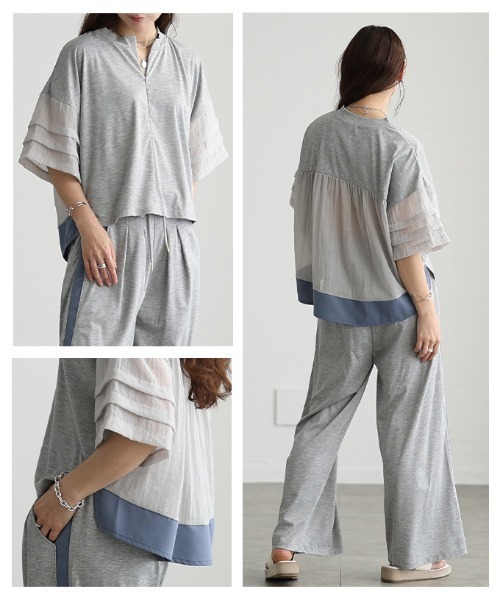 Sawa a la mode(サワアラモード)の「UV&接触冷感ハーフジップ異素材トップス(Tシャツ/カットソー・レディース・ブラック/グレー・FREE)」の20枚目の写真