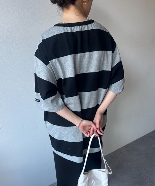 OK YESTERDAY(オッケーイエスタデイ)の「ワイドボーダーTシャツ(Tシャツ/カットソー・レディース・グレー/ネイビー/ブラック・MEDIUM/LARGE)」の15枚目の写真