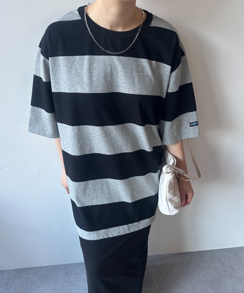 OK YESTERDAY(オッケーイエスタデイ)の「ワイドボーダーTシャツ(Tシャツ/カットソー・レディース・グレー/ネイビー/ブラック・MEDIUM/LARGE)」の16枚目の写真