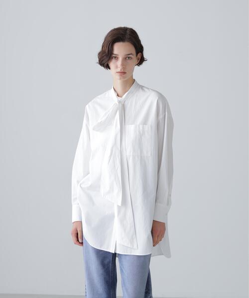 ADORE（アドーア）の「◆ワイドボゥブラウス（シャツ/ブラウス・レディース・ブラック/ブルー/ホワイト・38）」の7枚目の写真