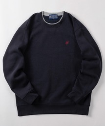 【71】【BEVERLY HILLS POLO CLUB/ビバリーヒルズポロクラブ】TC裏起毛 配色フェイクレイヤード クルーネック スウェット/ワンポイント刺繍/トレーナー/プルオーバー/オーバーサイズ/ユニセックス /レディース/メンズ